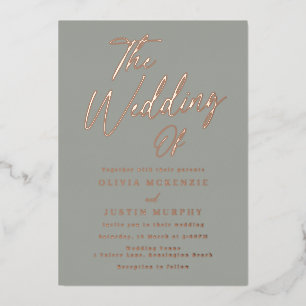 Invitation En Aluminium Sage & Rose Gold Mariage moderne