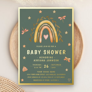 Invitation En Aluminium Sage Rustique Vert Terreux Arc-en-ciel Baby Shower