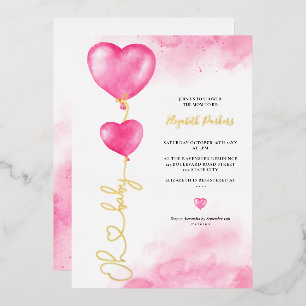 Invitation En Aluminium Saint-Valentin oh bébé amour coeurs roses baby sho