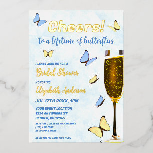 Invitation En Aluminium Salue À Une Vie De Fête des mariées De Papillons