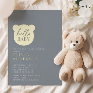 Invitation En Aluminium Salut Ourson Baby Shower