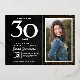 Invitation En Aluminium Salutations à 30 ans Black Silver 30e anniversaire