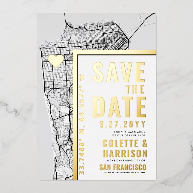 Invitation En Aluminium San Francisco Love Locator | Mariage Économisez la (Recto)