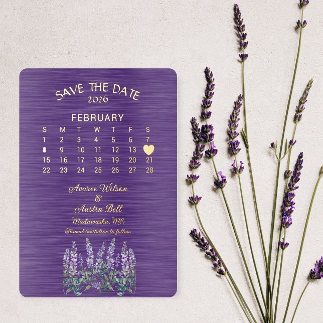 Invitation En Aluminium Sauver la date Février 2026 Mariage (Créateur téléchargé)