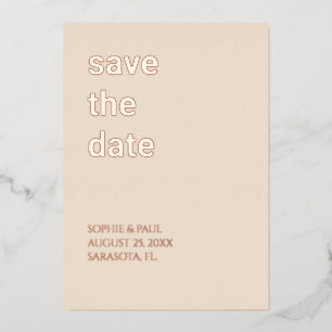 Invitation En Aluminium Sauver la Date Rose Gold Beige Paille