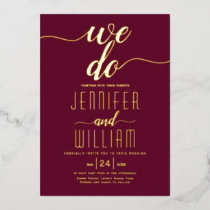 Invitation En Aluminium Scénario de Bourgogne "We do" calligraphie mariage