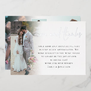 Invitation En Aluminium Script 6 Photos Mariage Merci Luxury Foil Card