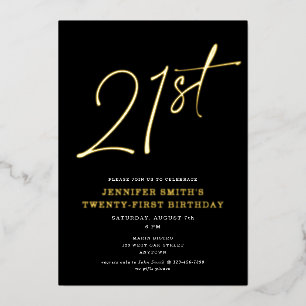Invitation En Aluminium Script chic moderne Vingt et un fête d'anniversair