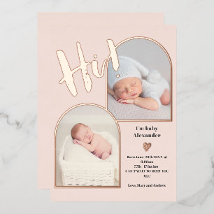 Invitation En Aluminium Script de bienvenue photo de coeur bébé naissance 