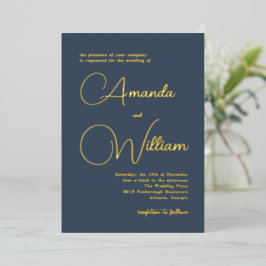 Invitation En Aluminium Script de calligraphie moderne simple bleu marine