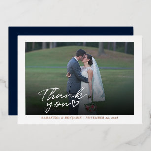 Invitation En Aluminium Script de remerciement pour photo de mariage moder