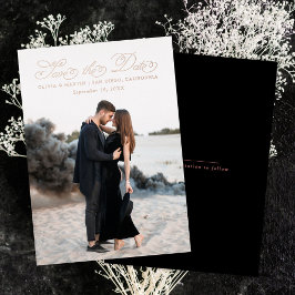 Invitation En Aluminium Script fantaisie Enregistrer la date