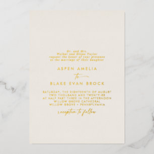 Invitation En Aluminium Script Gold Foil   Mariage officiel ivoire