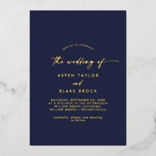 Invitation En Aluminium Script Gold Foil   Marine Le Mariage de