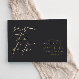 Invitation En Aluminium Script Lettré À La Main Minimal Moderne Enregistre