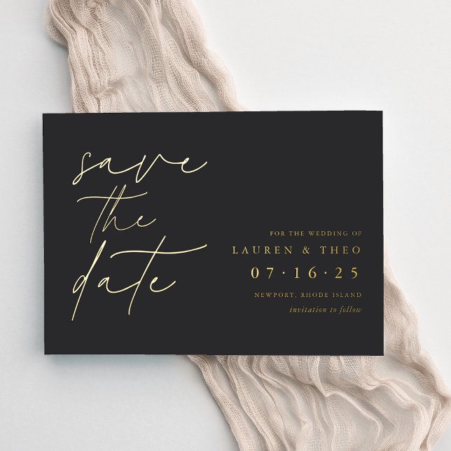 Invitation En Aluminium Script Lettré À La Main Minimal Moderne Enregistre (Créateur téléchargé)