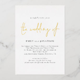 Invitation En Aluminium Script minimaliste QR Code Mariage réel
