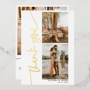 Invitation En Aluminium Script moderne 5 photos mariage merci