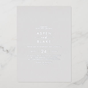 Invitation En Aluminium Script moderne à huile d'argent Mariage Décontra