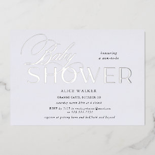 Invitation En Aluminium script moderne élégante baby shower feuille invita