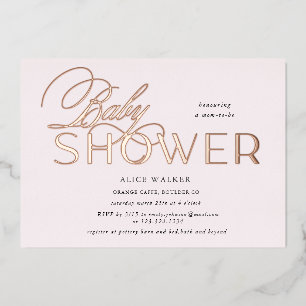 Invitation En Aluminium script moderne élégante baby shower feuille invita