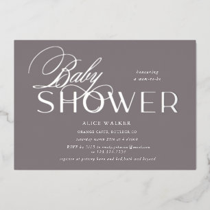 Invitation En Aluminium script moderne élégante baby shower feuille invita