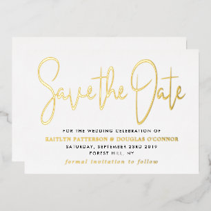 Invitation En Aluminium Script Moderne Enregistrer La Date Réelle