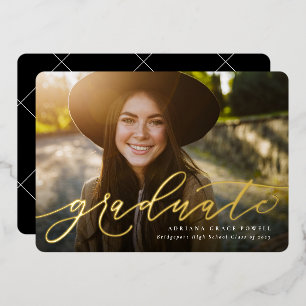 Invitation En Aluminium Script moderne simple une graduation photo