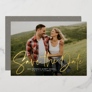 Invitation En Aluminium Script moderne tendance une photo enregistrer la f