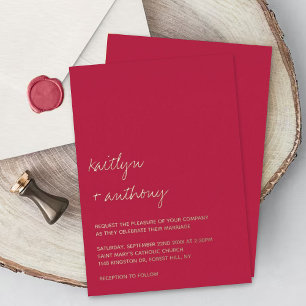 Invitation En Aluminium Script moderne Viva Magenta Mariage minimaliste