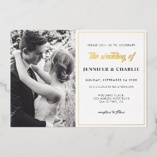Invitation En Aluminium Script photo personnalisé Véritable huile Élégant