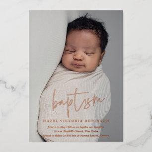 Invitation En Aluminium Script Rose Gold Religieux Baptême & Christening