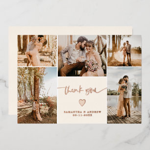 Invitation En Aluminium Script simple moderne 5 photos merci mariage