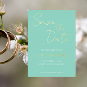 Invitation En Aluminium Seafoam style simple mariage Enregistrer la date