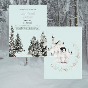 Invitation En Aluminium "Seafoam Winter Baby It's Cold Outside Baby Silver