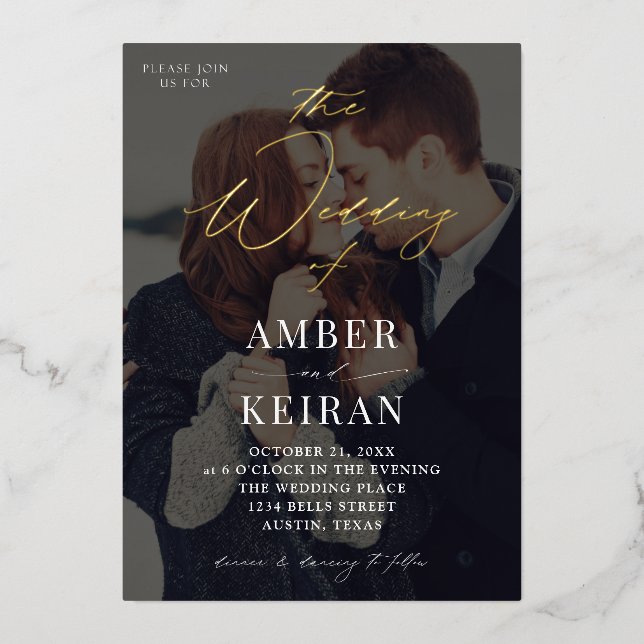 Invitation En Aluminium Shades - Mariage photo foncé (Recto)