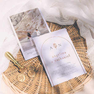 Invitation En Aluminium Shiny Boho Minimaliste Rose Arch & Photo Mariage