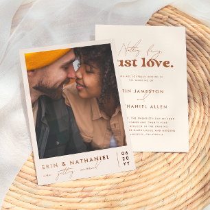 Invitation En Aluminium Shiny Just Love Cream Terracotta Retro Mariage