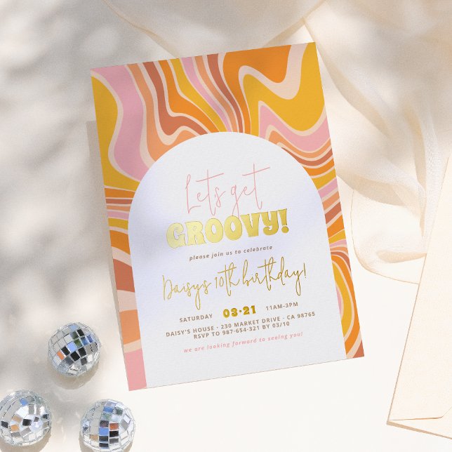 Invitation En Aluminium Shiny Obtenons Super Rose & Orange Girl Anniversai (Créateur téléchargé)