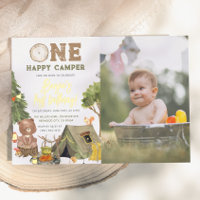 Shiny One Happy Camper Ours Photo Garçon 1er Anniv