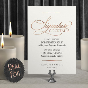 Invitation En Aluminium Signature Cocktails Mariage Panneau de Table en Pa