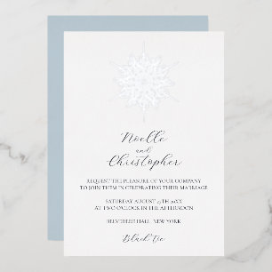 Invitation En Aluminium Silver Foil Snowflake Élégant Mariage d'hiver