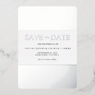 Invitation En Aluminium Silver Foil tendance mariage moderne Enregistrer l