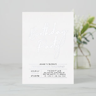 Invitation En Aluminium Silver Modern Brush Script Adult Anniversaire Part