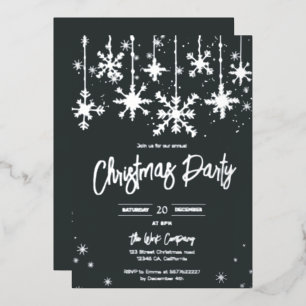 Invitation En Aluminium Silver neige élégante Noël entreprise vacances