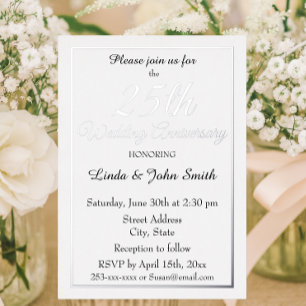 Invitation En Aluminium Simple 25e anniversaire de mariage