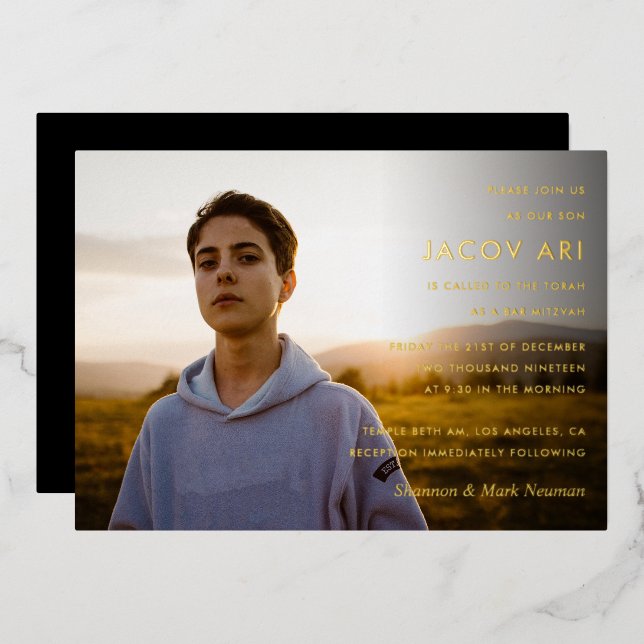 Invitation En Aluminium Simple Bar Mitzvah Photo (Recto/Verso)