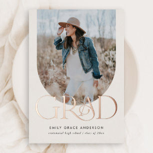 Invitation En Aluminium Simple Boho Arch Trendy Trois Photo Graduation