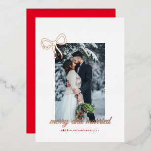 Invitation En Aluminium Simple Bow Gold Foil Joyeux & Marié Noël