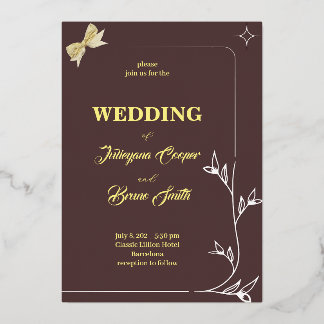 INVITATION EN ALUMINIUM SIMPLE BRANCHE FRONTIÈRE WETH RIBOON DESIGN / SOFT